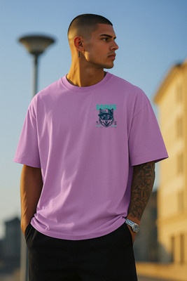 COPEHHI Printed Men Round Neck Purple T-Shirt