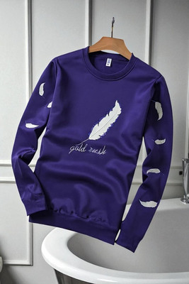 Autna Printed Men Round Neck Navy Blue T-Shirt