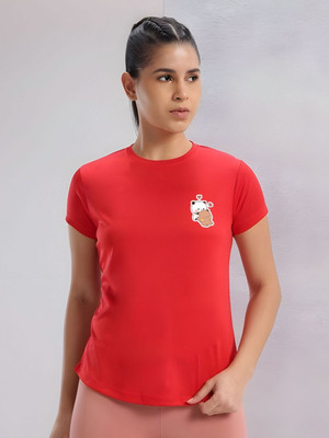 SZN Graphic Print Women Round Neck Red T-Shirt