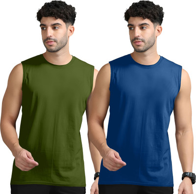 JB Jangoboy Solid Men Round Neck Dark Green, Dark Blue T-Shirt