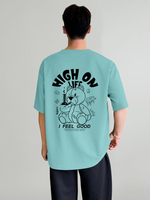KAJARU Printed Men Round Neck Blue T-Shirt
