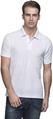 Comio Solid Men Polo Neck White T-Shirt