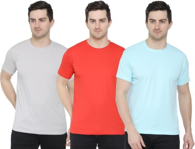 KEOTI Solid Men Round Neck Light Blue T-Shirt