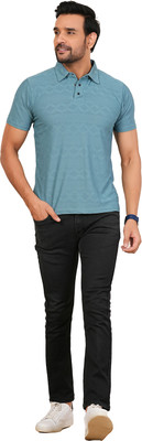 Black Vulture Solid Men Polo Neck Purple T-Shirt