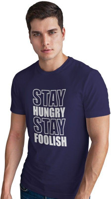 DUDEME Printed Men Round Neck Blue T-Shirt