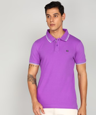 Arrow Sport Solid Men Polo Neck Purple T-Shirt