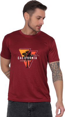 GetBling Graphic Print Men Round Neck Maroon T-Shirt