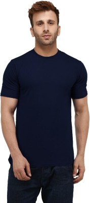 Attiretastic Solid Men Round Neck Reversible Blue T-Shirt