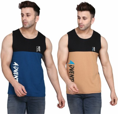 Cryptic Printed Men Scoop Neck Black, Dark Blue, Brown T-Shirt