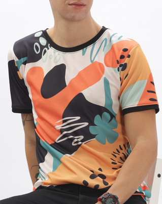 Luxolla Printed Men Round Neck Multicolor T-Shirt