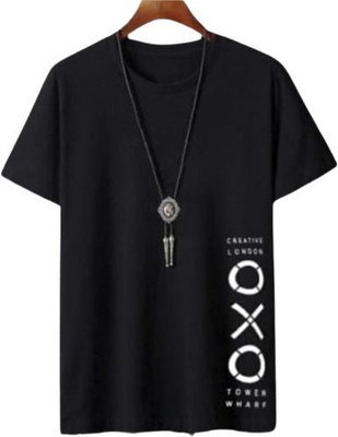 stylesmyth Printed Men Round Neck Black T-Shirt