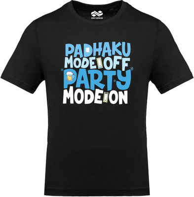 INFINITY Printed Men Round Neck Black T-Shirt