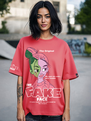 BEWAKOOF Graphic Print Women Round Neck Pink T-Shirt