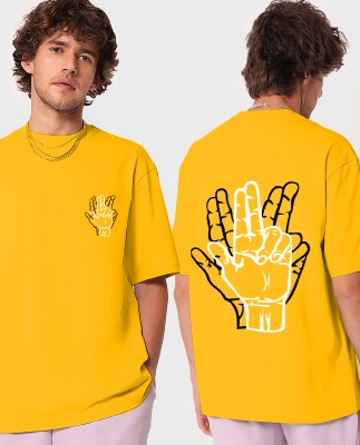 HELMONT Printed Men Round Neck Yellow T-Shirt
