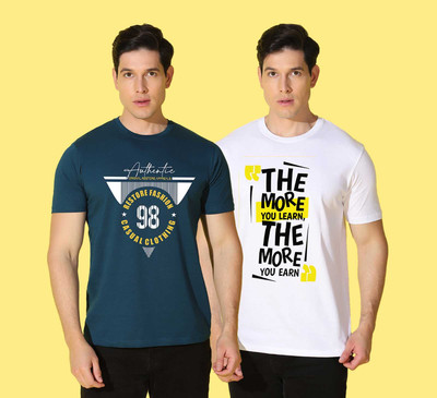 WOOSTRO Typography, Solid Men Round Neck Multicolor T-Shirt