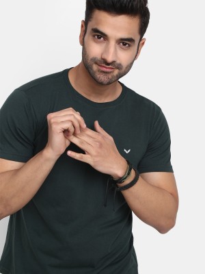 V-MART Solid Men Round Neck Dark Green T-Shirt