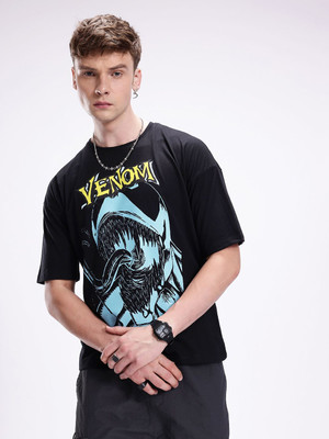 Kook N Keech Marvel Graphic Print Men Round Neck Black T-Shirt
