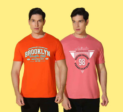 WOOSTRO Printed, Typography Men Round Neck Multicolor T-Shirt