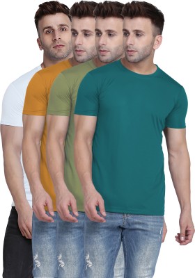 TQH Solid Men Round Neck Multicolor T-Shirt