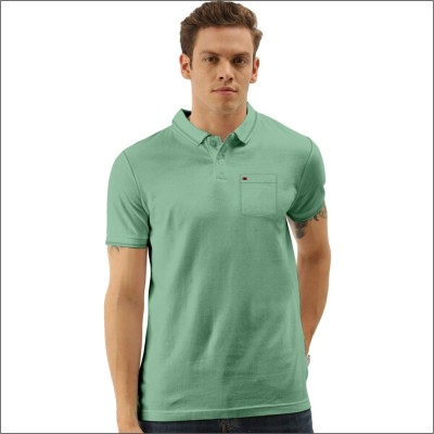 TAB91 Solid Men Polo Neck Green T-Shirt