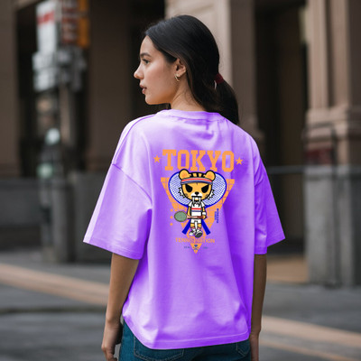 HouseOfCommon Graphic Print Women Round Neck Purple T-Shirt