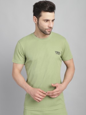 VIMAL JONNEY Self Design Men Round Neck Green T-Shirt