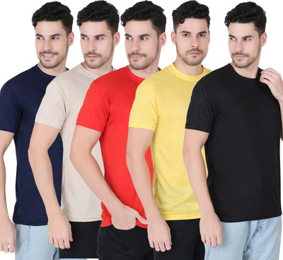FABSHORE Solid Men Round Neck Multicolor T-Shirt