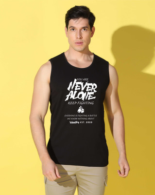 WOOSTRO Solid Men Round Neck Black T-Shirt