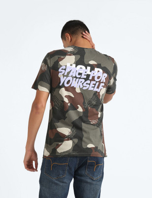 FLYING MACHINE Printed, Typography Men Round Neck Grey T-Shirt