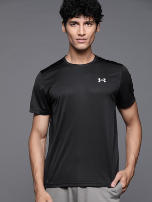 UNDER ARMOUR Solid Men Round Neck Black T-Shirt