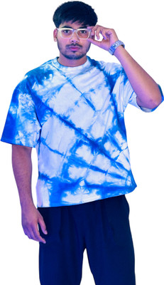SUZX Collection Solid Men High Neck Blue T-Shirt