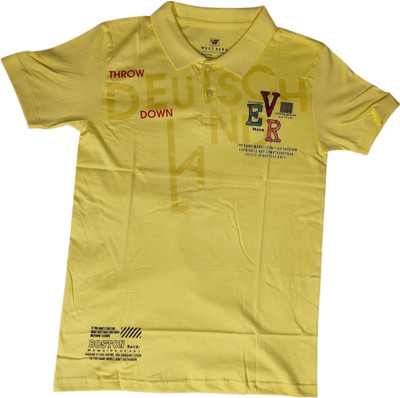 faizan fashion Printed Men Polo Neck Yellow T-Shirt