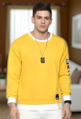 TrendShaper Printed Men Round Neck Yellow T-Shirt