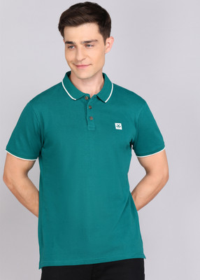 WROGN Solid Men Polo Neck Green T-Shirt