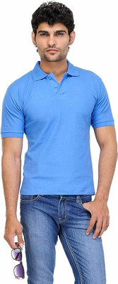 Bodytech Solid Men Polo Neck Blue T-Shirt