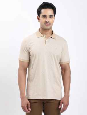 INDIAN TERRAIN Printed Men Polo Neck Brown T-Shirt