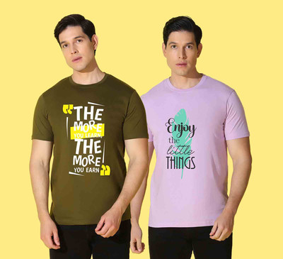 WOOSTRO Typography Men Round Neck Multicolor T-Shirt