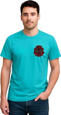 LIQQR Graphic Print Men Round Neck Light Blue T-Shirt