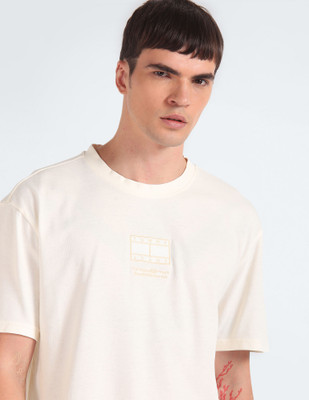 TOMMY HILFIGER Printed Men Round Neck White T-Shirt
