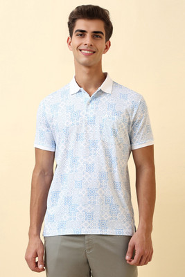 Allen Solly Printed Men Polo Neck White T-Shirt