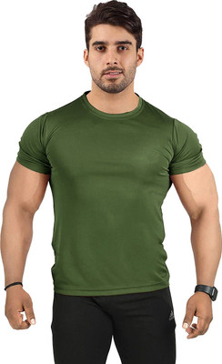 UDI n ADI Solid Men Round Neck Dark Green T-Shirt