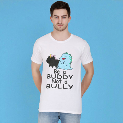 Faricon Trend Graphic Print Men Round Neck White T-Shirt