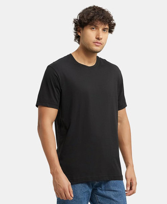 SAAV Solid Men Round Neck Black T-Shirt