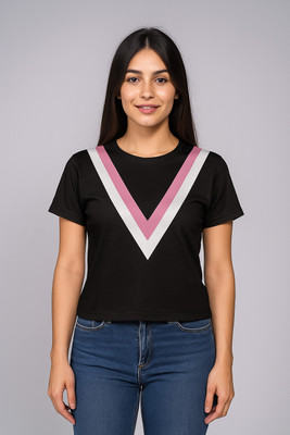 OKAMINOAKZI Graphic Print Women Round Neck Black T-Shirt