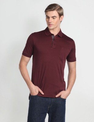 ARROW Solid Men Polo Neck Red T-Shirt