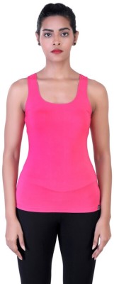 Laasa Sports Solid Women Scoop Neck Pink T-Shirt