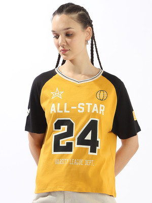 Hubberholme Graphic Print Women V Neck Multicolor T-Shirt