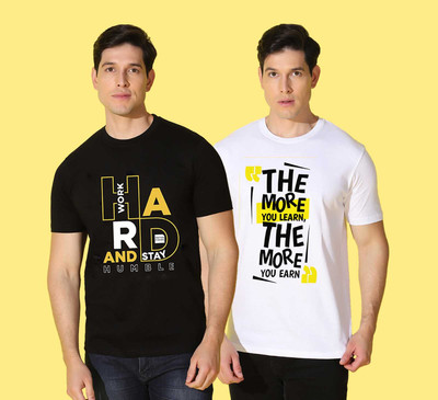 WOOSTRO Typography, Solid Men Round Neck Multicolor T-Shirt