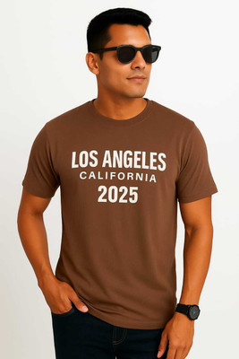 DARA Graphic Print Men Round Neck Brown T-Shirt