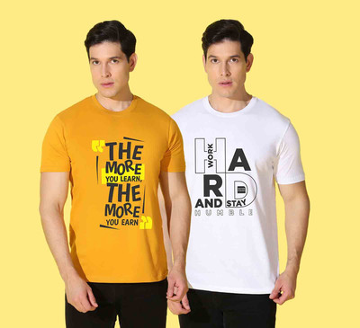 WOOSTRO Printed, Typography Men Round Neck Multicolor T-Shirt